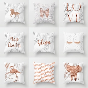 Modern Marble Pattern Rose Gold Foil Printed Cushion Cover Nordic Decorative Throw Pillow Case For Sofa Home Decor
