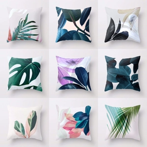 Modern Tropical Leaf Print Throw Pillow Cover Peach Skin Polyester Decorative Cushion Case For Sofa Living Room Square