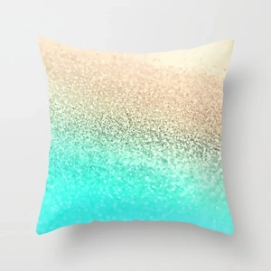 Detailed macro view of gradient sequin texture on modern Nordic style throw pillow cover