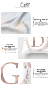 Detailed view of peach skin fabric cushion cover with rose gold alphabet print