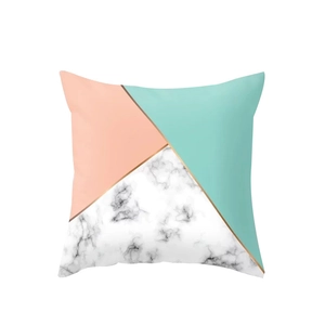 Pink marble geometric throw pillow cover with nordic minimalist peach skin fabric