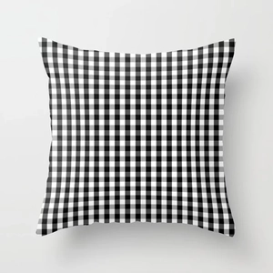 Minimalist black and white checkered linen pillow cover for home sofa and office decor