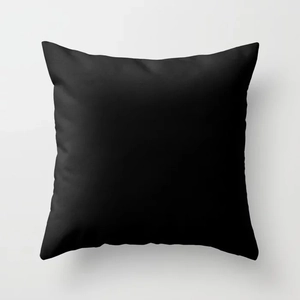 Detailed view of square black decorative pillow cover made of high-quality smooth fabric