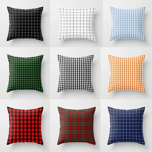Modern Minimalist Linen Grid Pillowcase Decorative Square Throw Pillow Cover For Home Sofa Office Car Decor Cushion Case