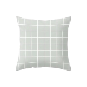 Minimalist square plaid linen cushion cover in light grey for home and office sofa decor