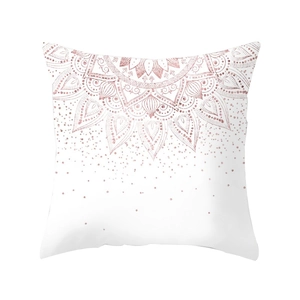 Pink mandala geometric pillow cover on white background with modern bohemian style design
