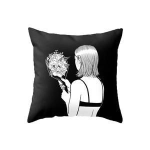 Nordic minimalist black and white pillowcase featuring Henn Kim style artistic line drawing