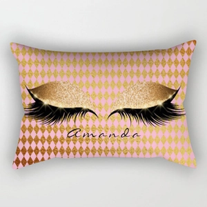 Fashion Eyelashes Pattern Decorative Pillow Case Rectangular Peach Skin Polyester Printed Cushion Cover For Sofa Home Decor