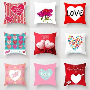 Modern Minimalist Peach Skin Polyester Pillowcase Romantic Heart Snowman Printed Throw Pillow Cover For Valentine Christmas