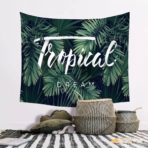 Nordic Tropical Plant Leaf Tapestry Polyester Monstera Palm Leaf Pattern Background Cloth For Bedroom Living Room Home Decor