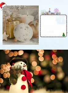 Detail of digital printed Christmas ornament with star patterns and snowman decor