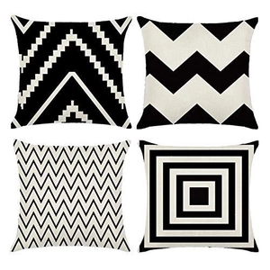 Minimalist Geometric Linen Cushion Cover Black White Modern Nordic Style Decorative Pillowcase For Sofa Living Room Couch Bed
