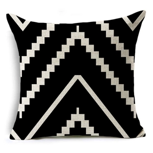 Minimalist black and white geometric wave pattern linen pillowcase for modern home decor