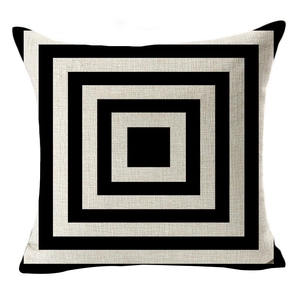 Minimalist black and white nested square geometric linen pillow cover for home decor