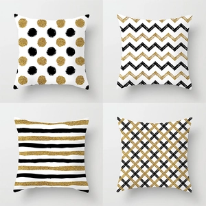Modern Geometric Gold Glitter Throw Pillowcase Polyester Decorative Square Cushion Cover For Sofa Car Home Living Room