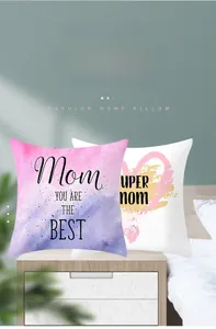 Detail of Mom theme peach skin pillowcase with watercolor heart and floral print
