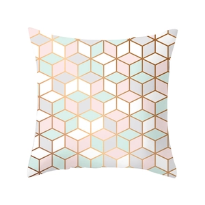 Fodera per cuscino nordica con cubi 3D geometrici in verde menta e rosa pastello