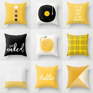 Modern Minimalist Yellow Series Polyester Cushion Cover Decorative Throw Pillow Case For Sofa Home Living Room Bedroom
