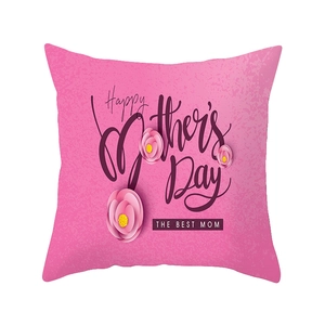 Pink Mother's Day pillowcase with Happy Mother's Day text and floral peach skin texture