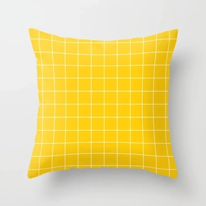Modern yellow and white grid pattern square decorative pillowcase for home sofa decor
