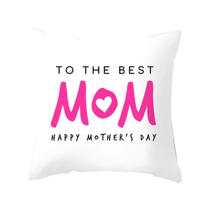 White peach skin pillowcase with To The Best Mom lettering and pink heart design