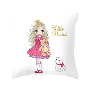 Little Princess peach skin pillowcase featuring a cartoon girl and teddy bear on white