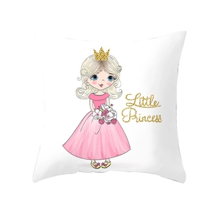 Square white pillowcase featuring a cartoon little princess with gold glitter lettering