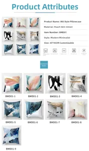 Abstract oil painting pillow covers collection featuring nine artistic peach skin designs