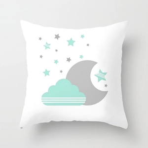 Minimalist cartoon pillow case with moon and cloud pattern for sofa decoration