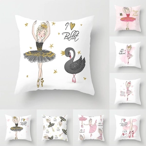 Taie d'Oreiller Décorative Fille de Ballet en Poliester Carrée Housse de Coussin pour Canapé Maison Chambre Salon