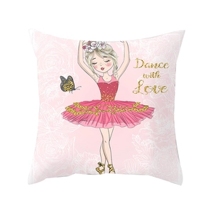 Housse de coussin décorative rose fille ballerine avec texte Dance with Love et paillettes