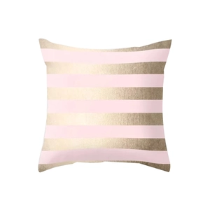 Pink marble and gold geometric striped decorative square pillowcase for sofa home decor