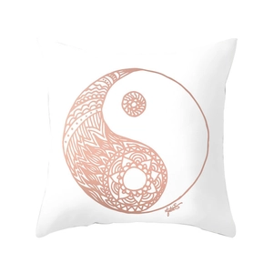 Pink marble geometric throw pillow cover in rose gold mandala yin yang pattern