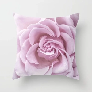 Close-up of soft pillowcase featuring high-definition pink rose floral pattern texture