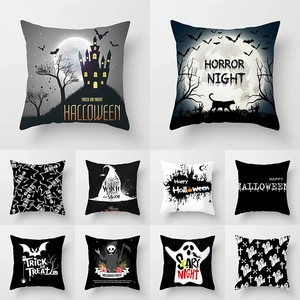 Halloween pillow cases set with skull pumpkin prints on soft peach skin fabric