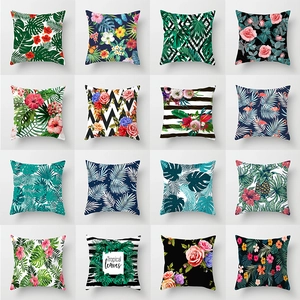 Tropical Botanical Plant Flower Peach Skin Pillowcase Square Decorative Throw Cushion Cover For Sofa Car Home Decor