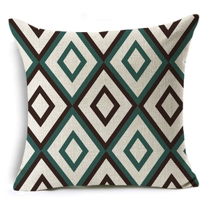 Detail of geometric diamond pattern on high-quality woven linen cushion cover fabric