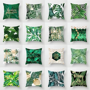Nordic Tropical Plant Leaves Throw Pillow Case Peach Skin Polyester Printed Cushion Cover For Sofa Living Room Home Decor