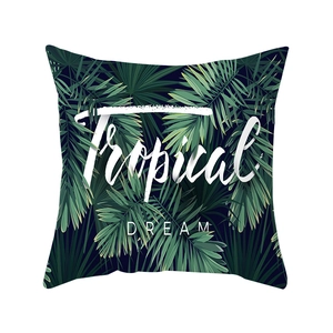 Nordic tropical palm leaf peach skin pillowcase with Tropical DREAM print for home decor