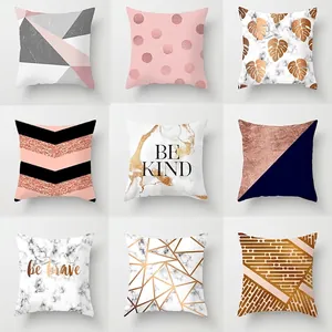 Modern Pink Marble Geometric Pattern Decorative Pillowcase Soft Polyester Throw Pillow Cover For Home Sofa Bedding Decor