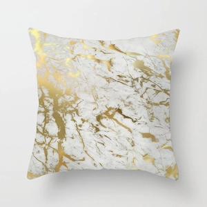 Pink marble velvet pillow cover with gold veins for modern sofa and home decor