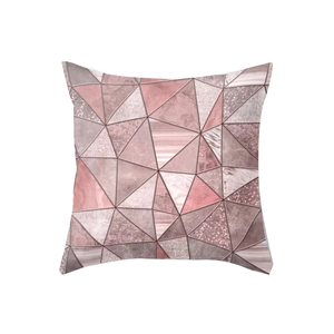 Pink marble and rose gold geometric triangle pattern square velvet pillow cover