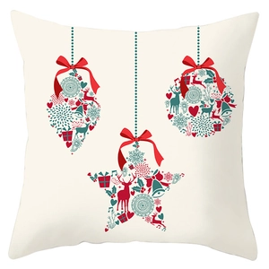 Christmas pillowcase with elk and snowflake ornaments on white background, home decor