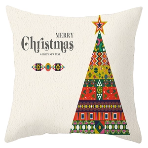 Detailed texture of peach skin fabric Christmas pillow cover with geometric tree design
