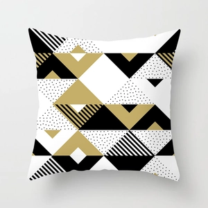 Detailed texture of peach skin pillowcase featuring modern geometric Art Deco patterns