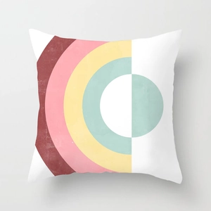 Federa per cuscino minimalista con motivo geometrico astratto rosa per decorazione