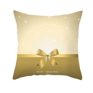 Christmas snowflake pillow cover with golden bow and Merry Christmas text on velvet fabric