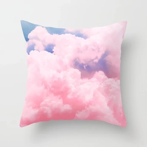 Pink dreamy clouds pattern square cushion cover for home sofa decorative pillowcase