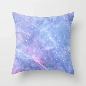 Close-up of pink and purple galaxy cloud pattern on soft peach skin pillowcase