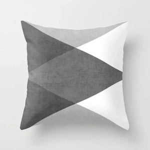 Modern grey geometric peach skin pillowcase with triangular pattern for sofa decor